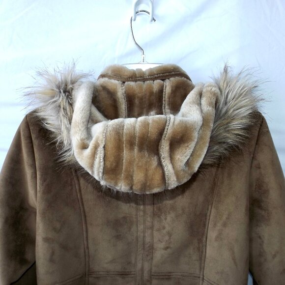 Vintage ESPRIT Faux Suede Tan Coat or Jacket, Lined, Removable Hood, Size XL EC - Picture 13 of 14